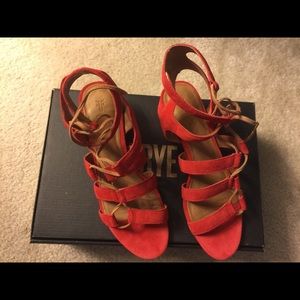 Frye suede tie up heels!